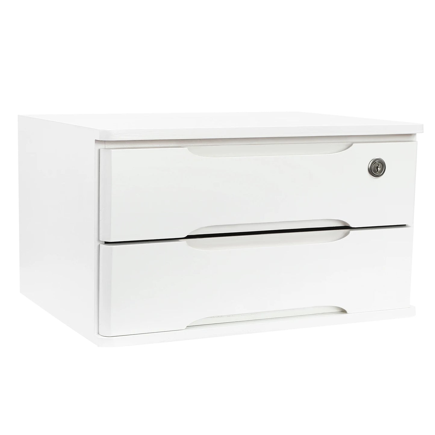 Lockable Two Layer Desktop Storage Box With Drawer Organizer