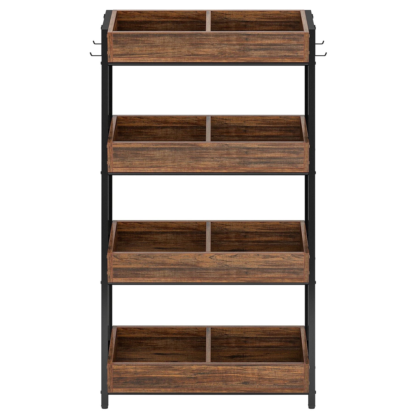 Tribesigns 4-Tier Wood Utility Storage Shelves, Fruit and Vegetable Basket Stand for Kitchen, Office, Store, Supremarket