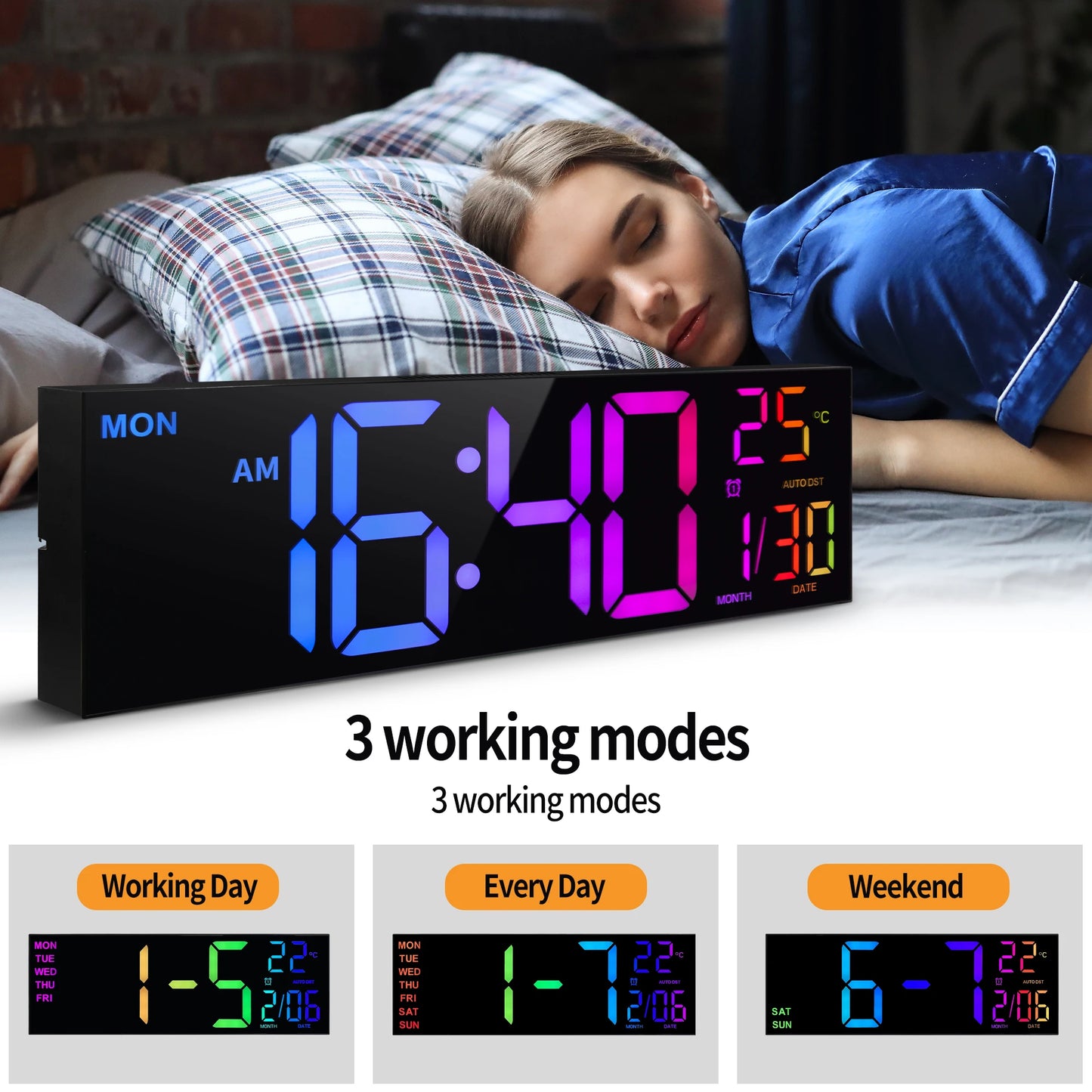 16 Inch Digital Wall Clock With Led Display And Remote