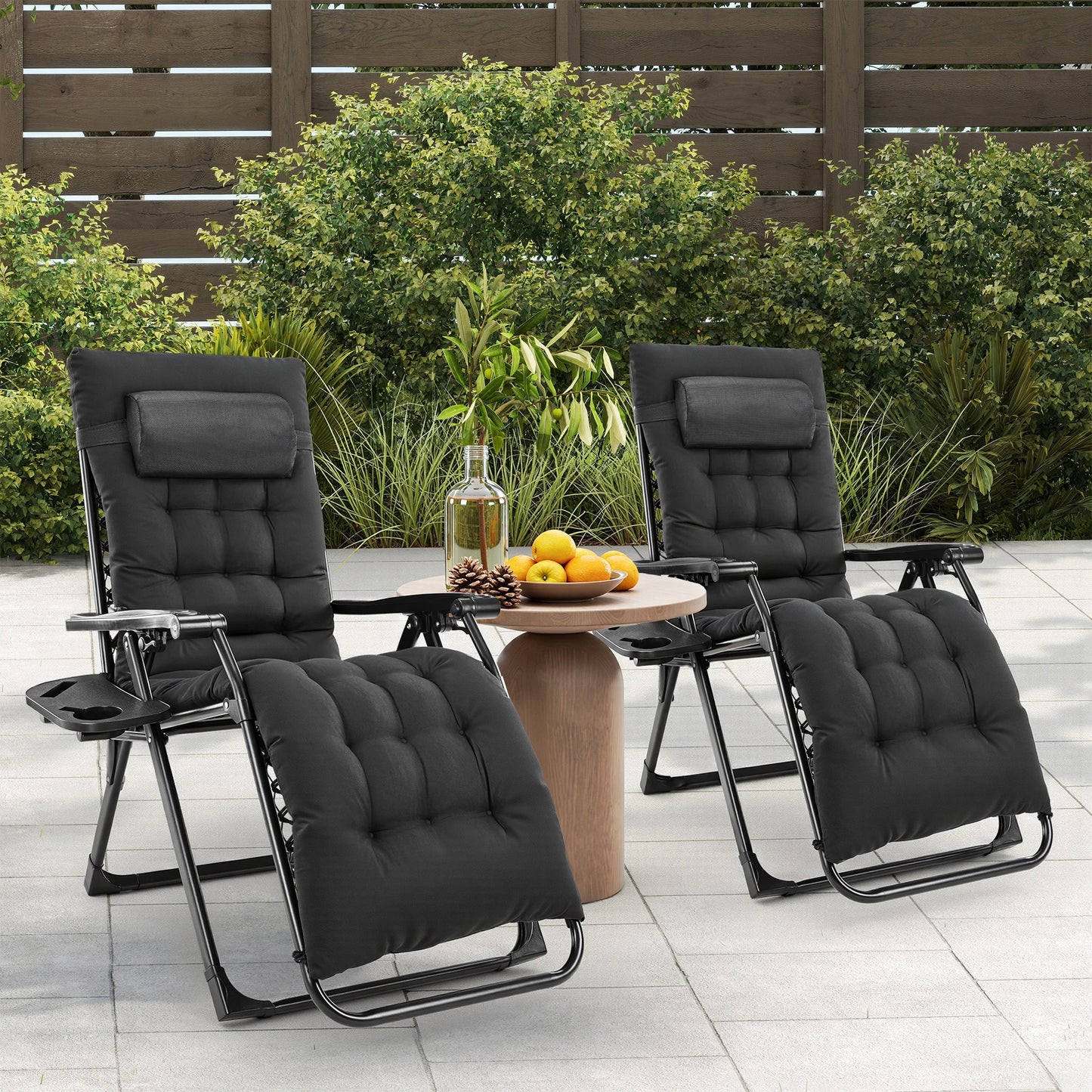 Zero Gravity Recliner Outdoor Lounge Chair With Cup Holder