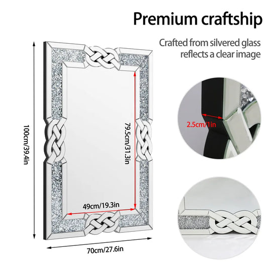 Luvodi Diamond Mirror With Crush Inlay Wall Mounted Vanity