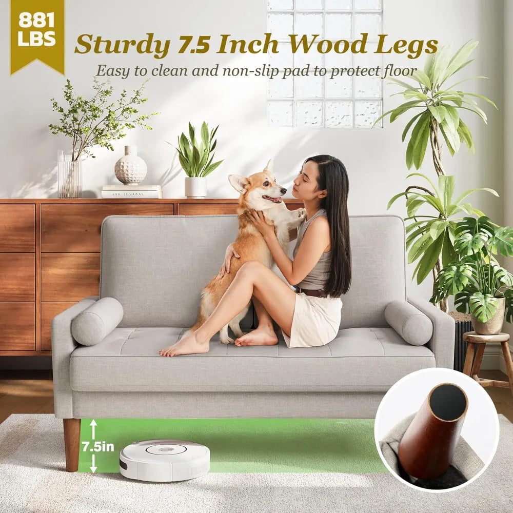 Compact Loveseat Sofa with Throw Pillow for Small Spaces