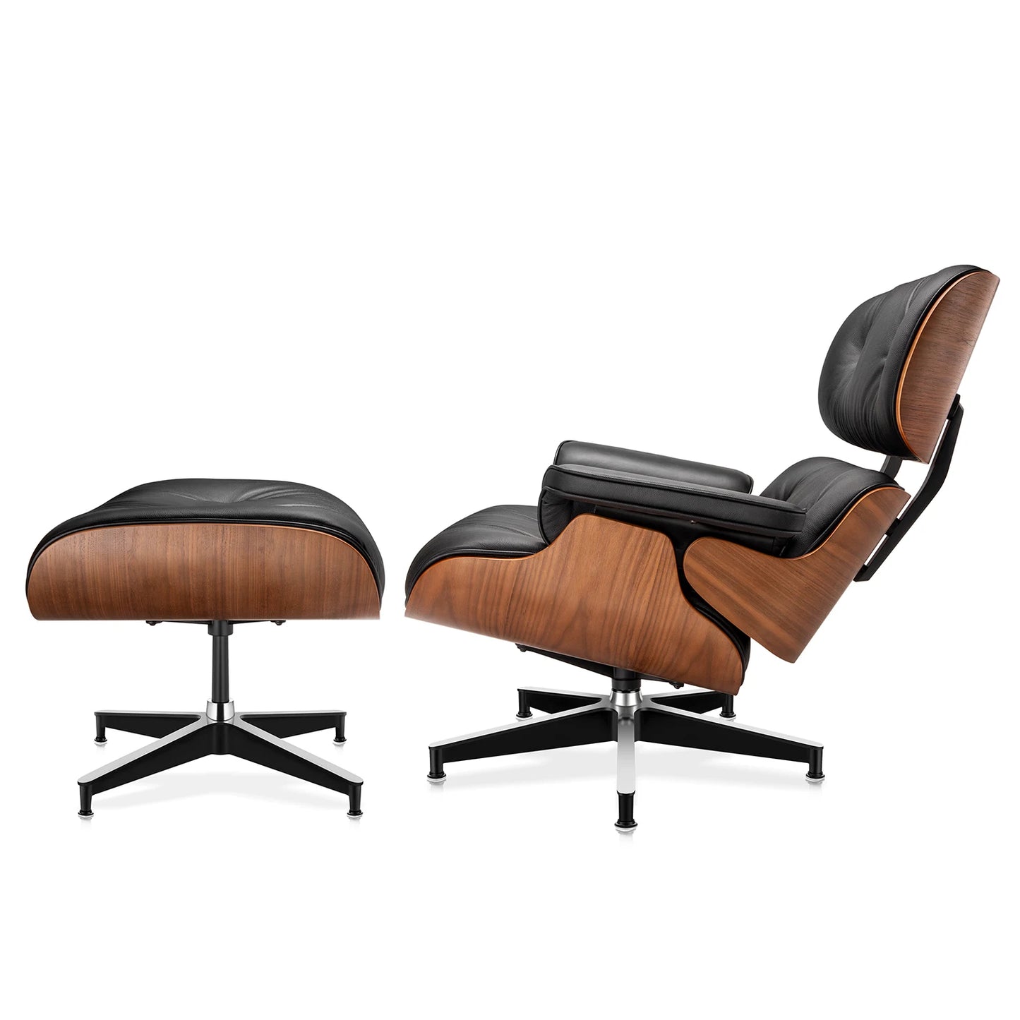 Relica Genuine Leather Armchair Swivel Chair With Ottoman