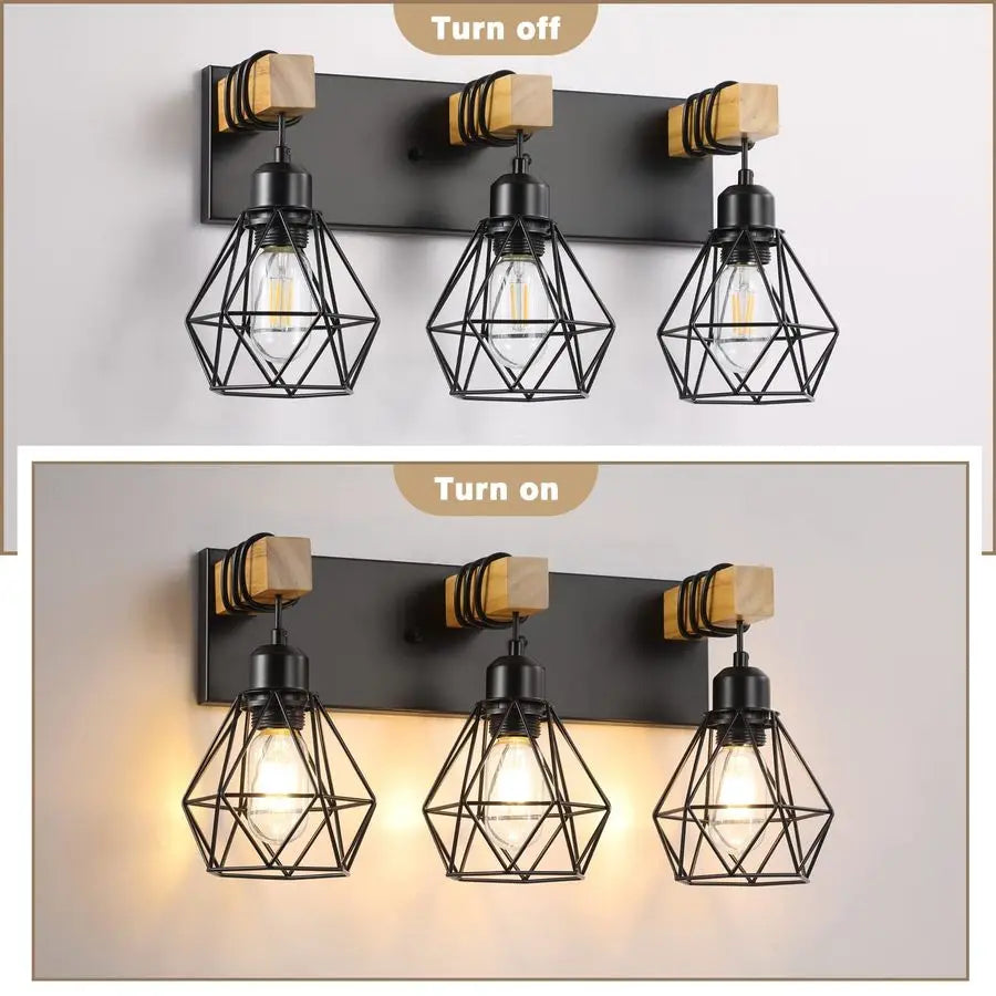 Farmhouse Bathroom Vanity Light Fixtures, Wood Bathroom Light Fixtures Over Mirror, Rustic Sconces Wall Lighting with Elegant Me