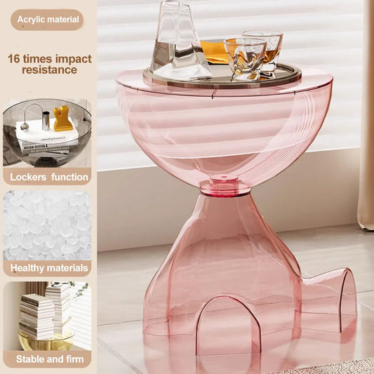 Cream Round Coffee Table With Space Saving Design Modern