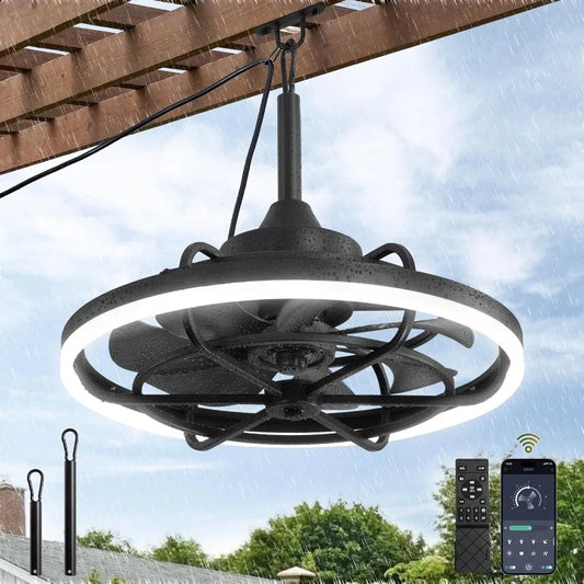 20 Inch Weatherproof Outdoor Ceiling Fan with Light and Remote Control