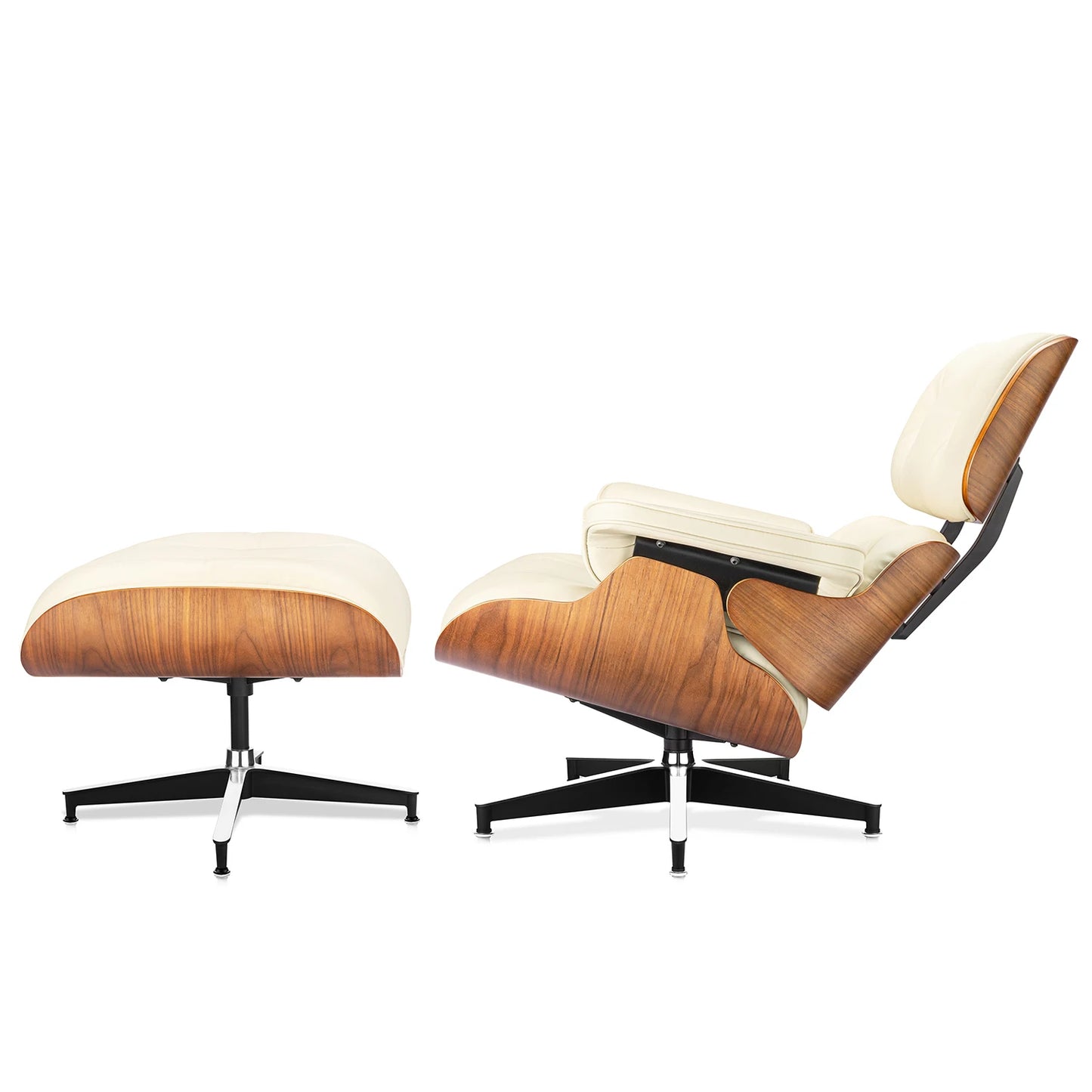 Relica Genuine Leather Armchair Swivel Chair With Ottoman