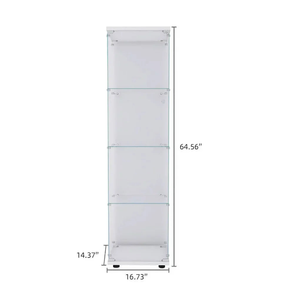 4-Shelf Glass Display Cabinet with Doors for Elegant Home Decor