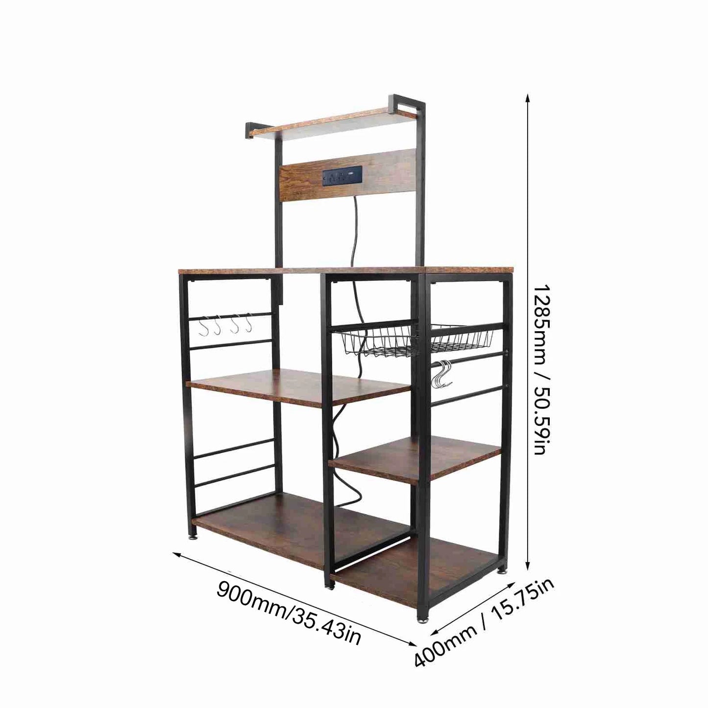 Kitchen Bakers Rack Steel Wood Multi Tier Microwave Oven Stand Coffee Bar Station Kitchen Utility Storage Shelf