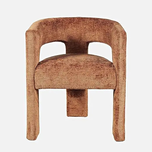 Modern Jacquard Fabric Dining Armchair with Sculpted Design