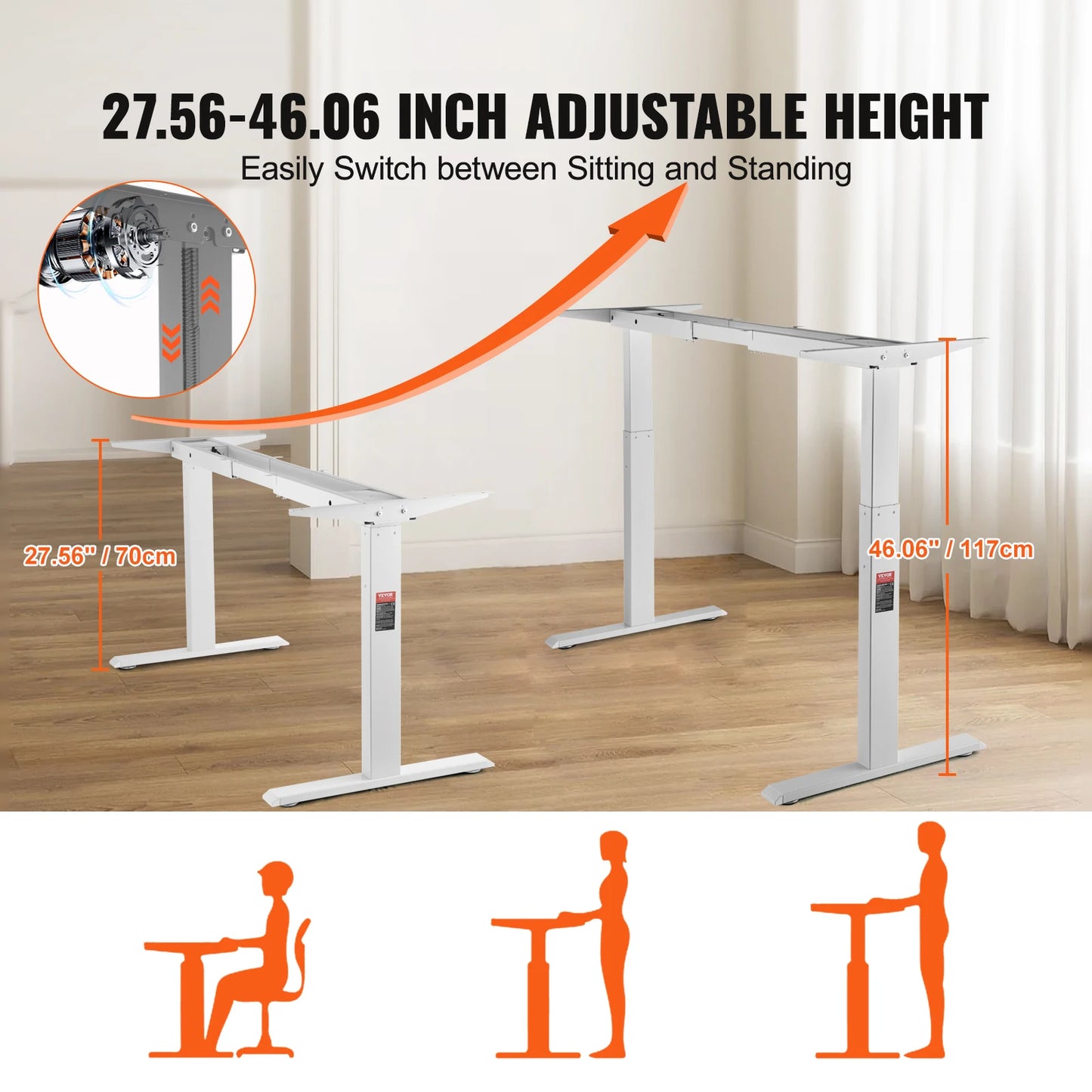 Electric Standing Desk Frame Ergonomic Adjustable Height
