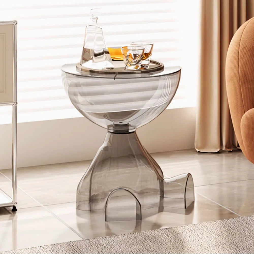 Cream Round Coffee Table With Space Saving Design Modern