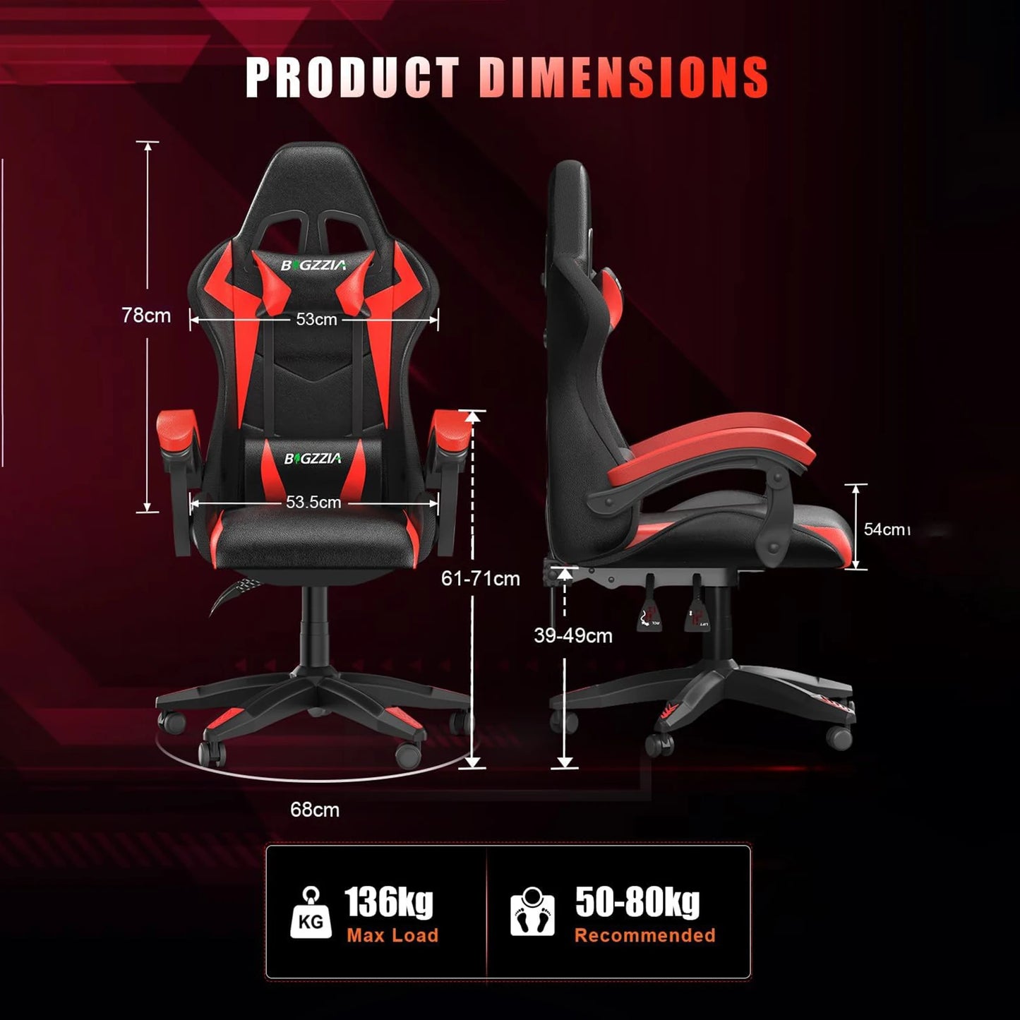 RGB Gaming Chair With LED Lights And Ergonomic Headrest