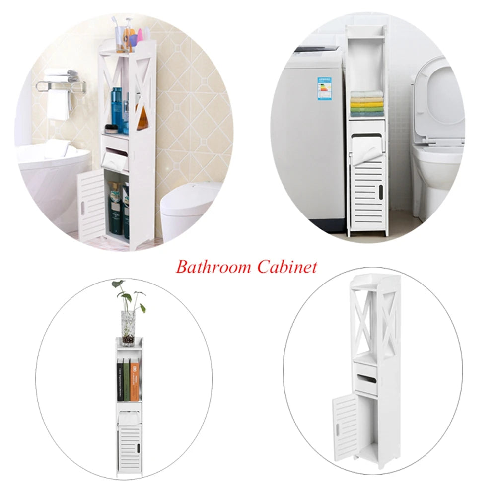 Bathroom Storage Cupboard 80x15.5x15CM Bathroom Toilet Furniture Cabinet White Wood Cupboard Shelf Tissue Storage Rack