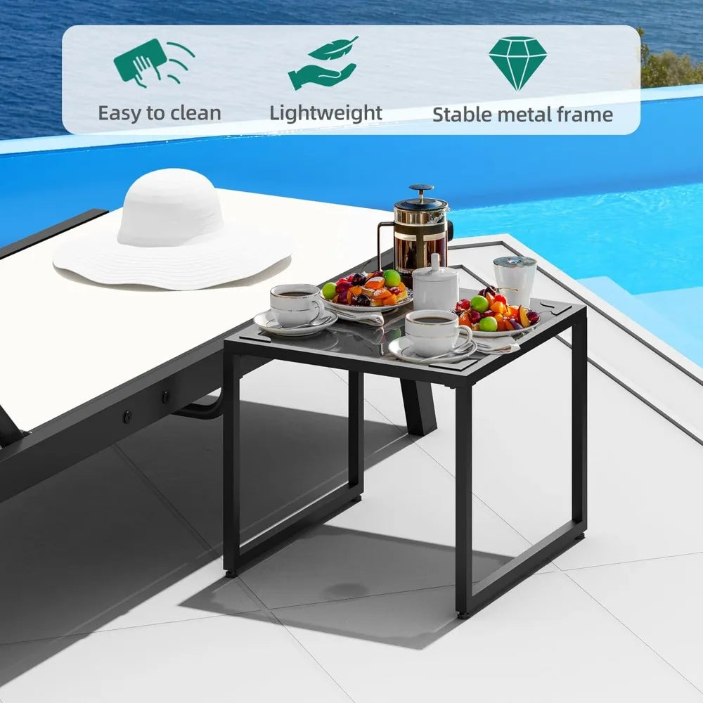 Outdoor Patio Chaise Lounge Set With Adjustable Backrest