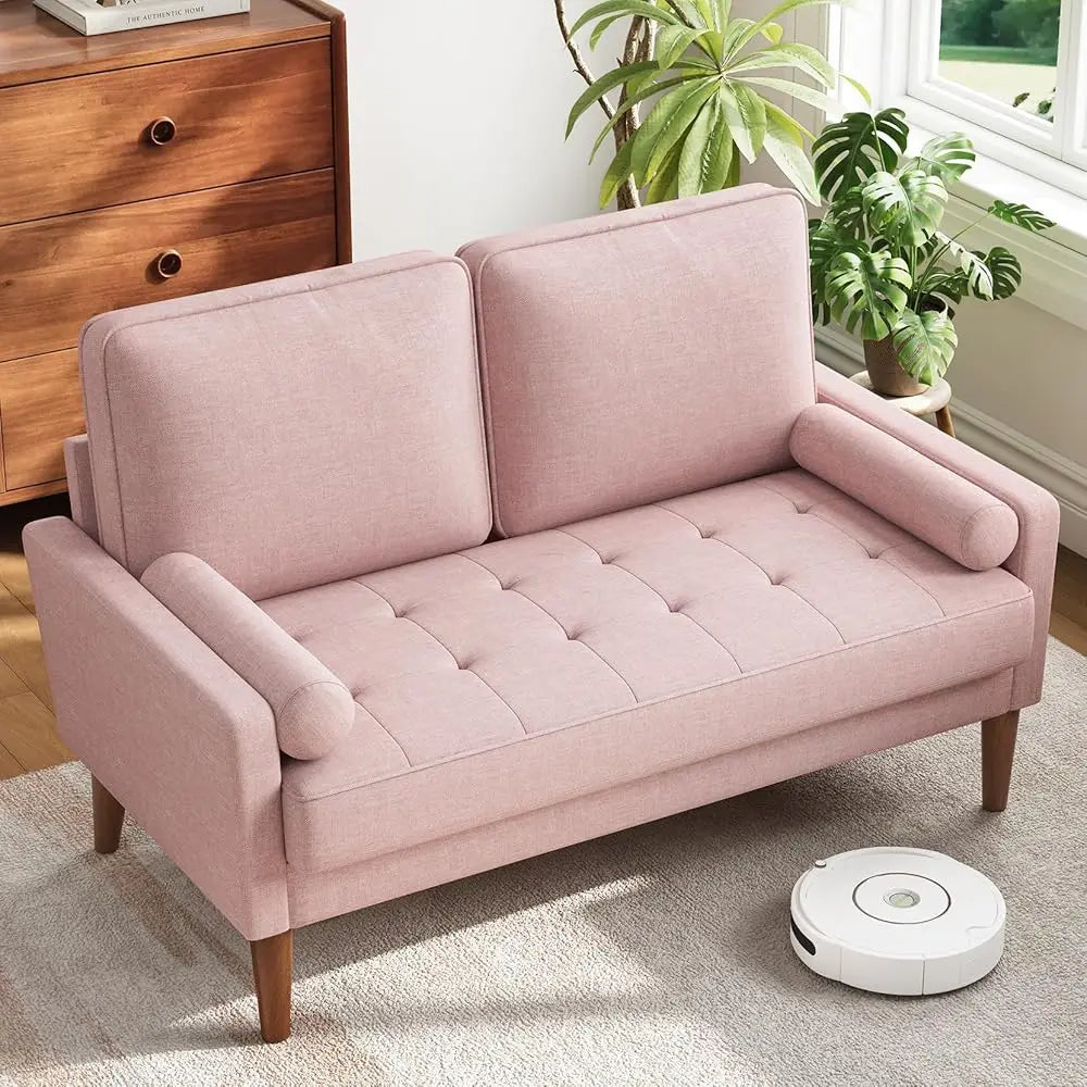 Compact Loveseat Sofa with Throw Pillow for Small Spaces