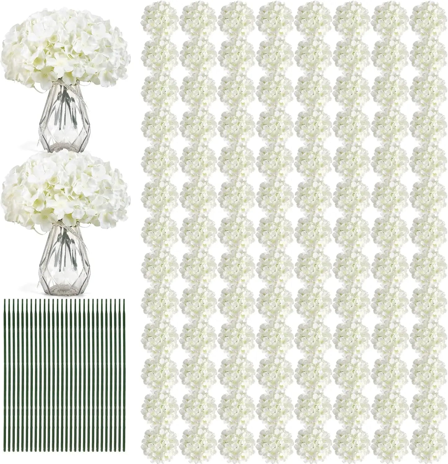 204PCS Silk Hydrangea Artificial Flowers for Home Decor
