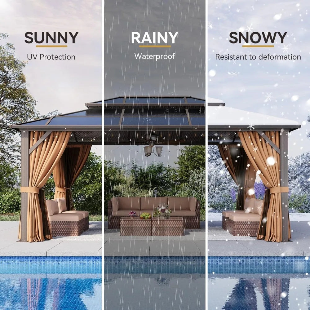 12x16 Hardtop Gazebo Aluminum Frame Polycarbonate Roof