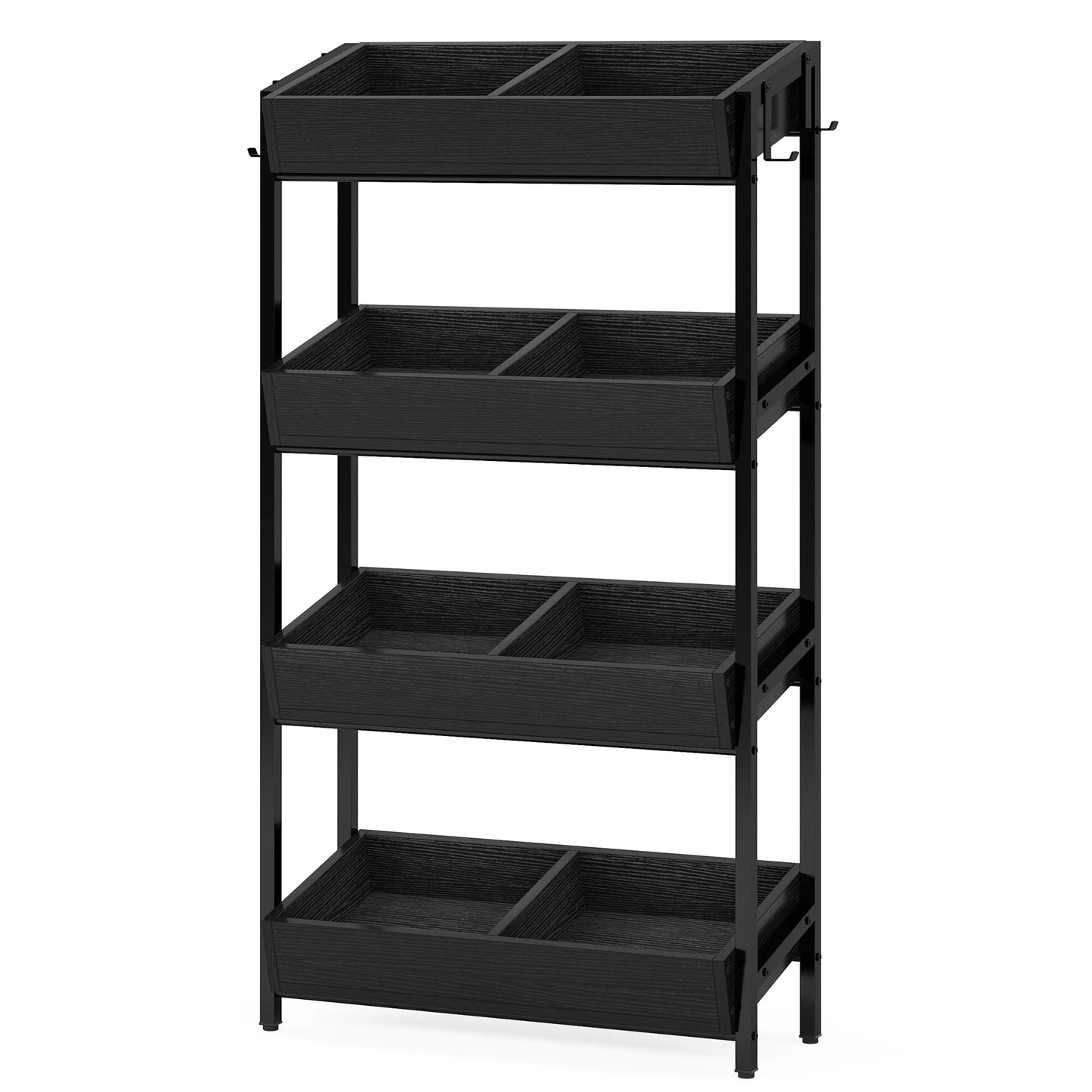 Tribesigns 4-Tier Wood Utility Storage Shelves, Fruit and Vegetable Basket Stand for Kitchen, Office, Store, Supremarket