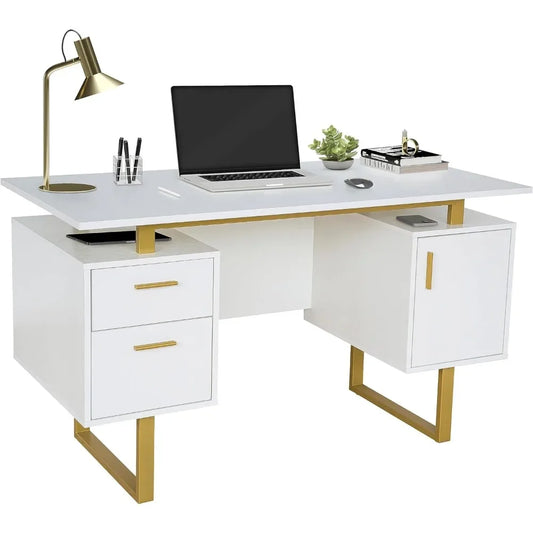 Modern Office Storage Drawers and Cabinet with Large Desktop Surface