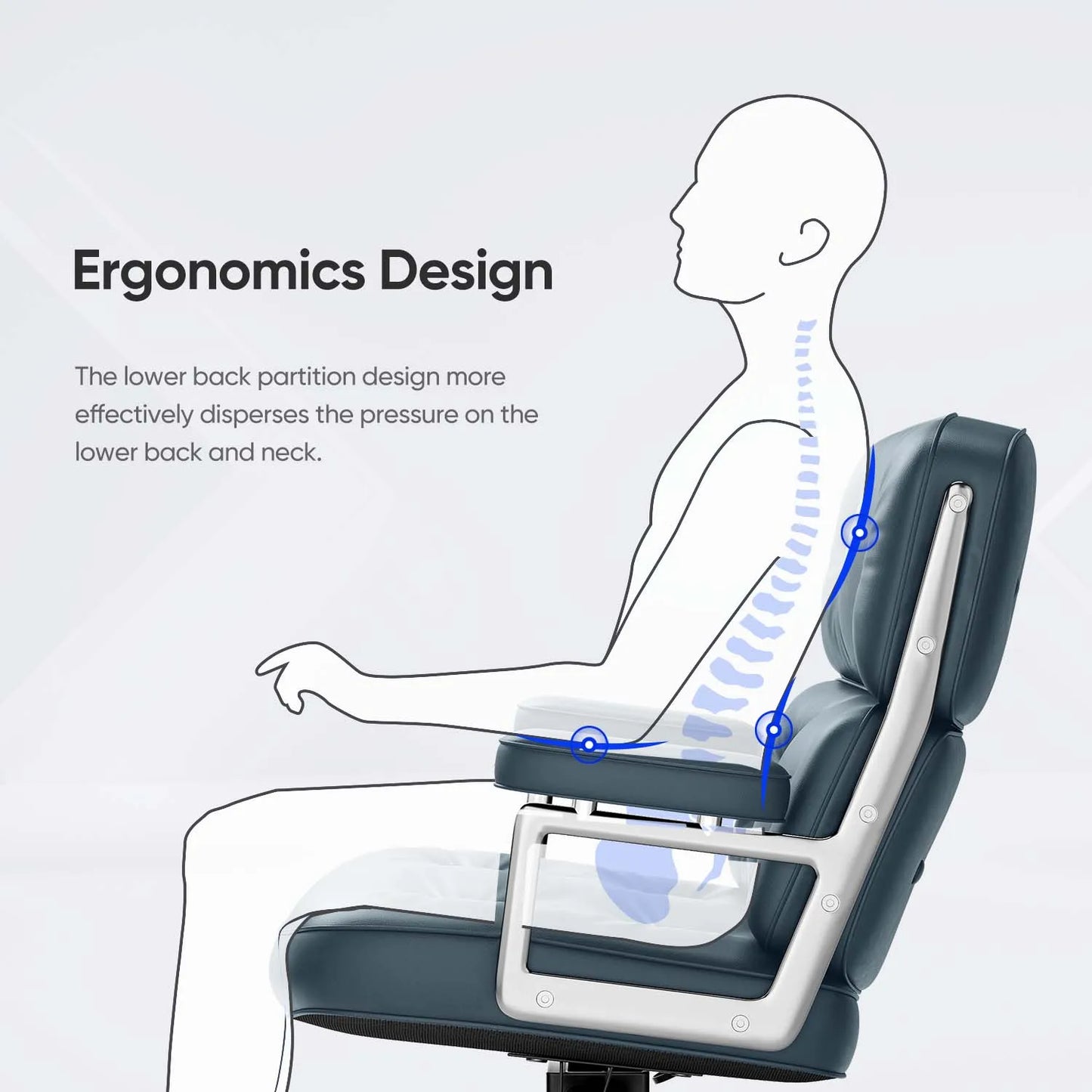 Ergonomic Leather Office Chair With Swivel Height Adjust