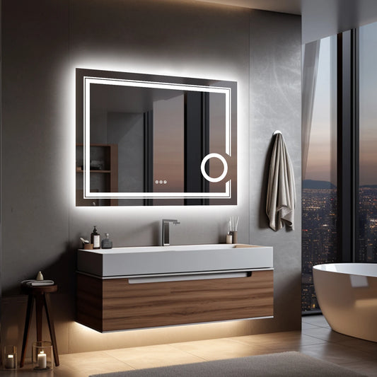 Wisfor Wall Mounted LED Lighted Bathroom Mirror 3X Magnifier