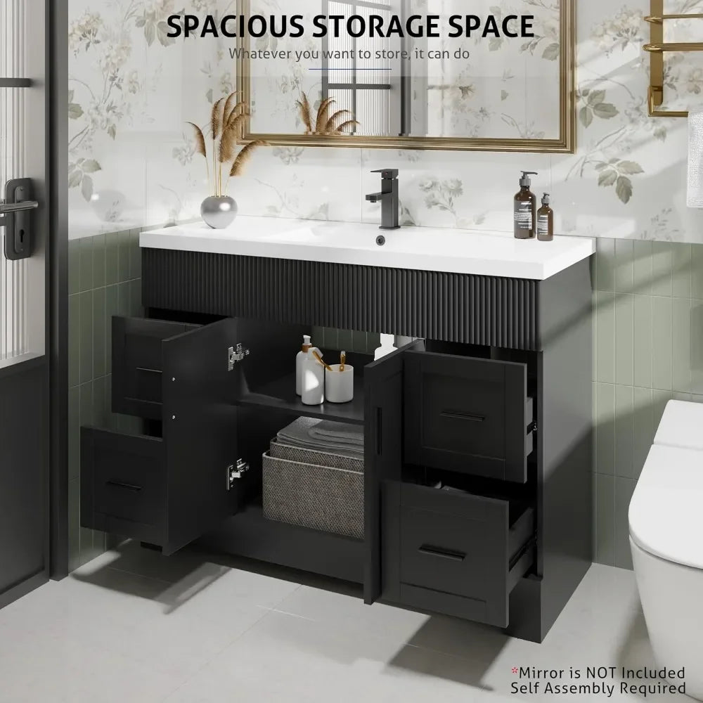 48 Inch Modern Bathroom Vanity Double Undermount Sink Combo