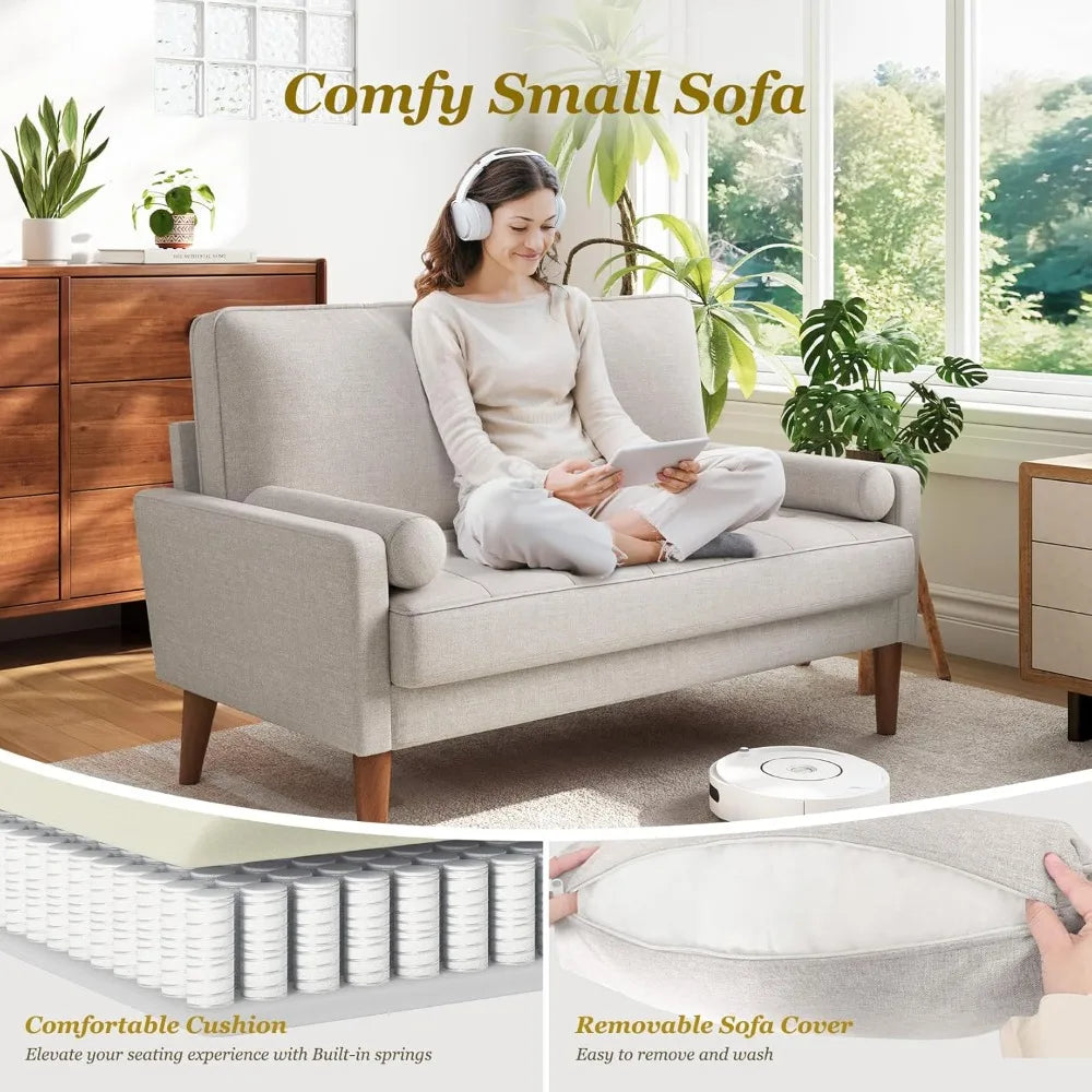 Compact Loveseat Sofa with Throw Pillow for Small Spaces