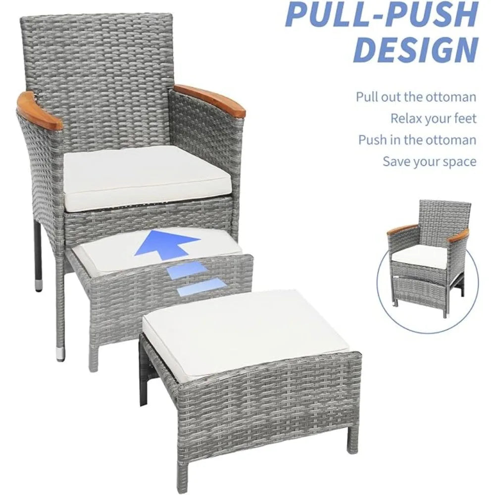 5 Piece Outdoor Wicker Patio Furniture Set with Cushions