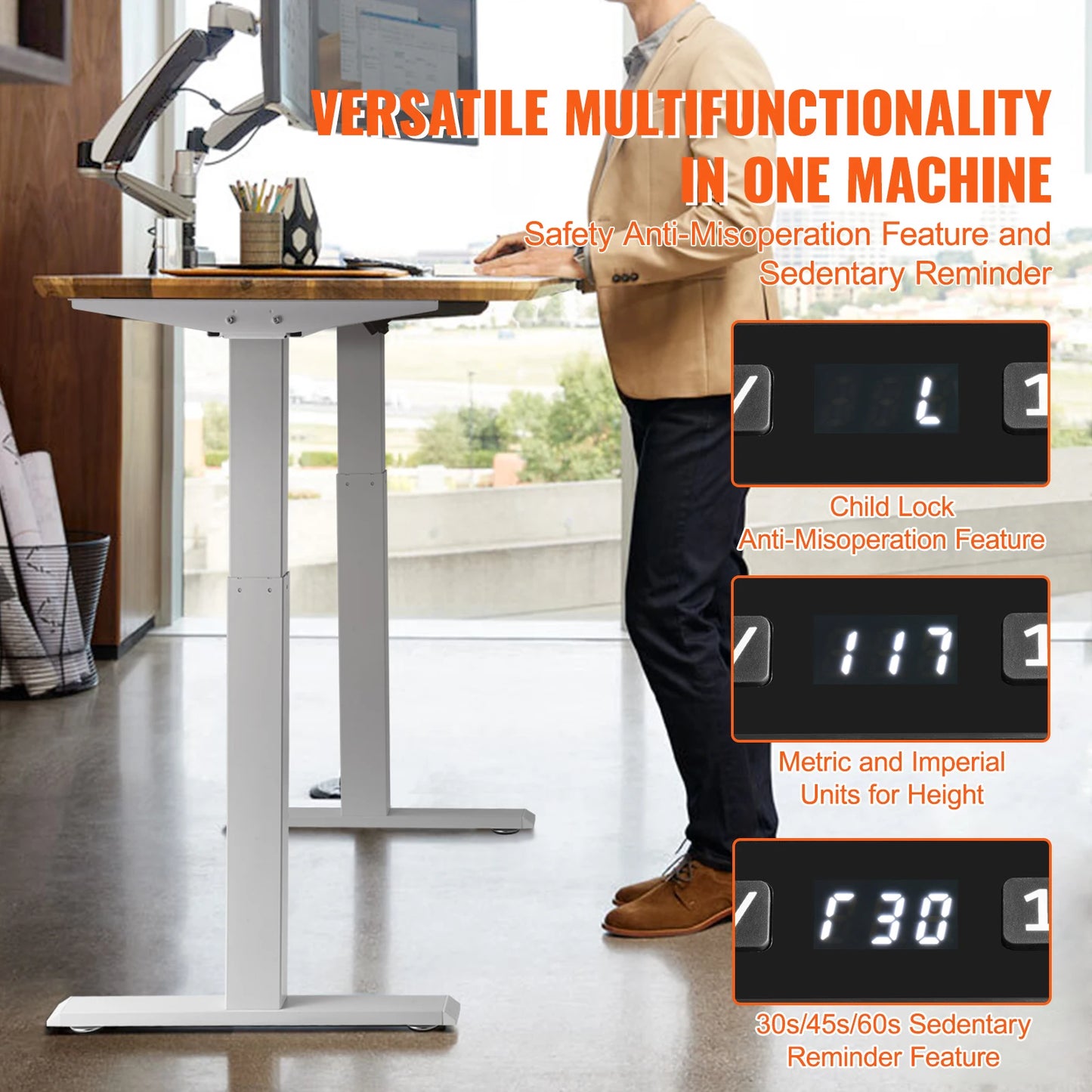 Electric Standing Desk Frame Ergonomic Adjustable Height