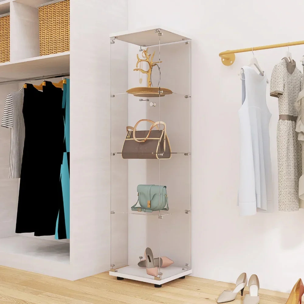4-Shelf Glass Display Cabinet with Doors for Elegant Home Decor