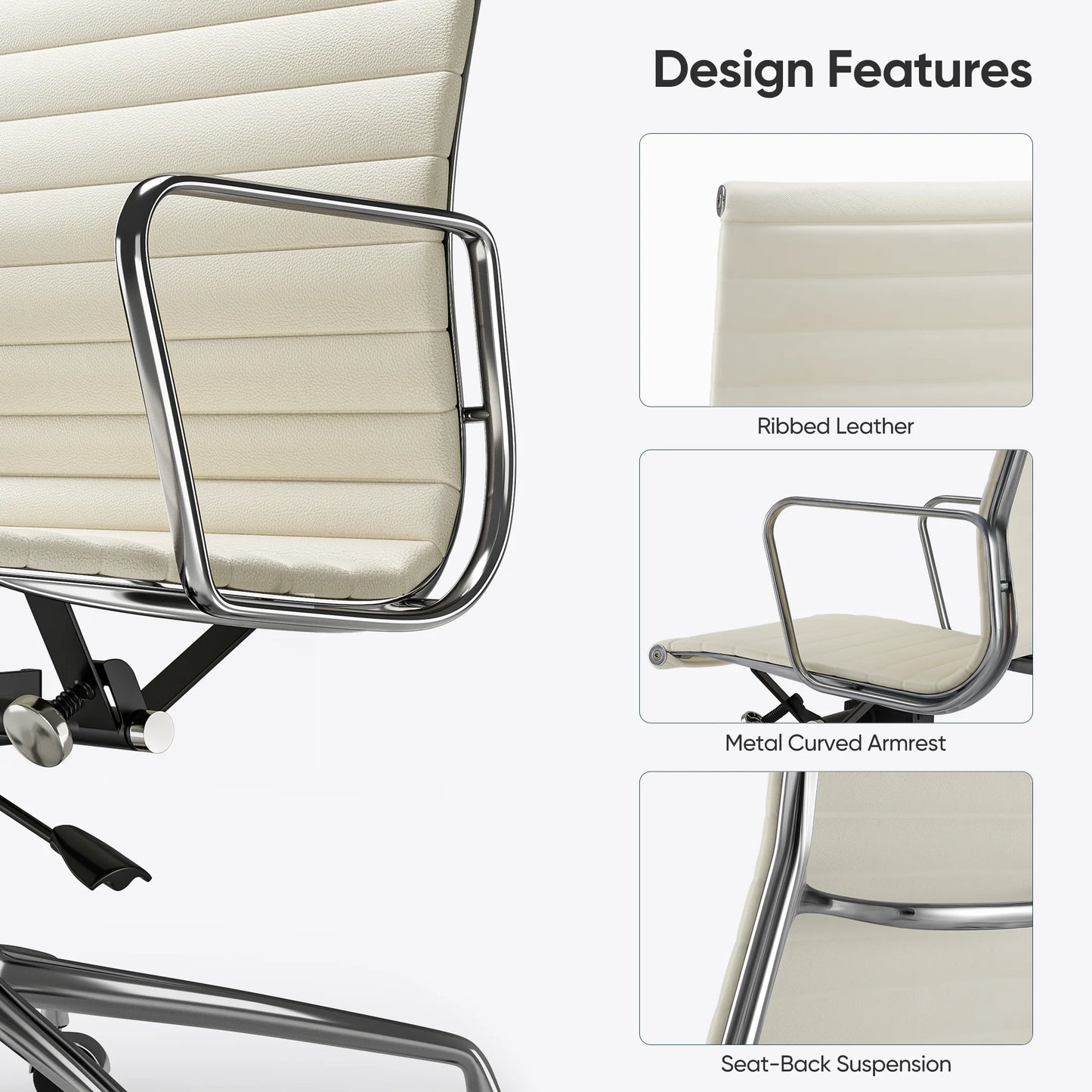 Ergonomic Leather Office Chair With Mid Back Support
