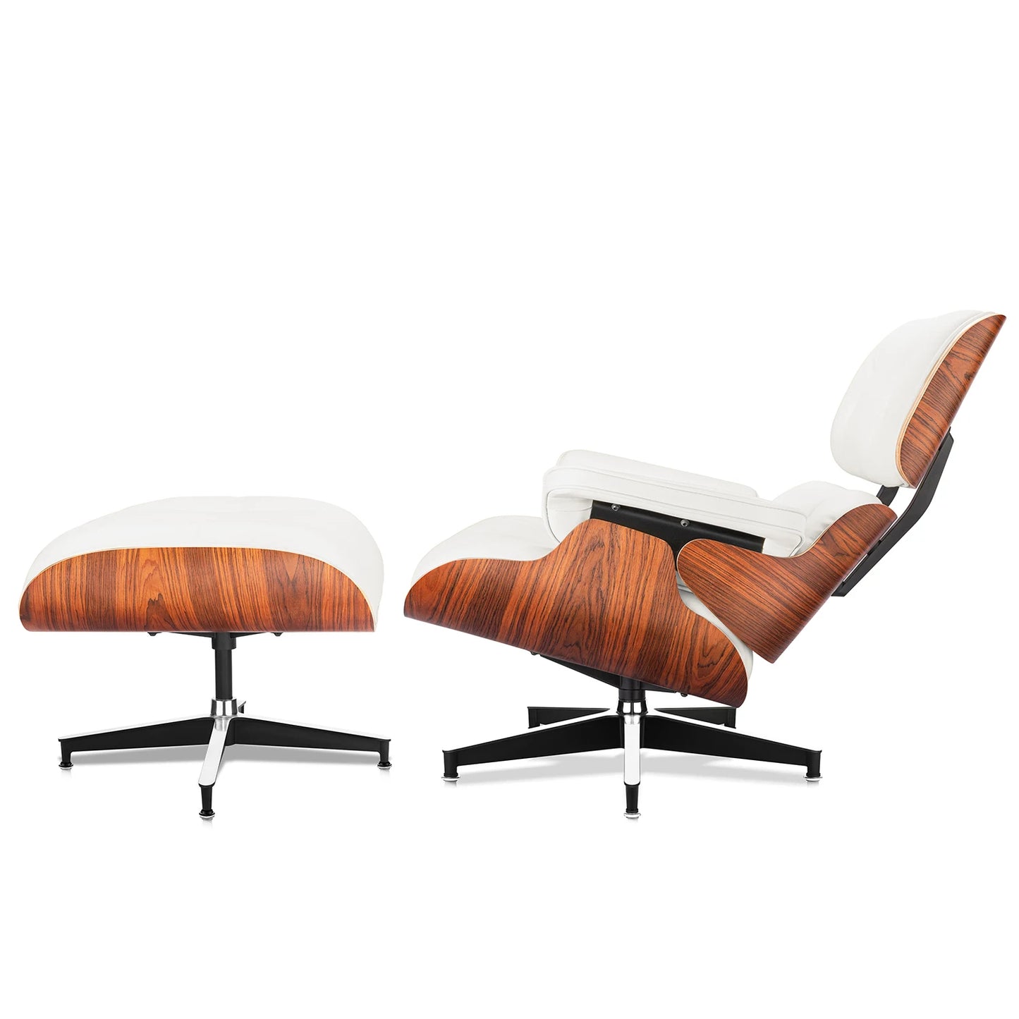 Relica Genuine Leather Armchair Swivel Chair With Ottoman