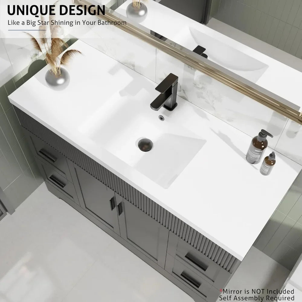 48 Inch Modern Bathroom Vanity Double Undermount Sink Combo