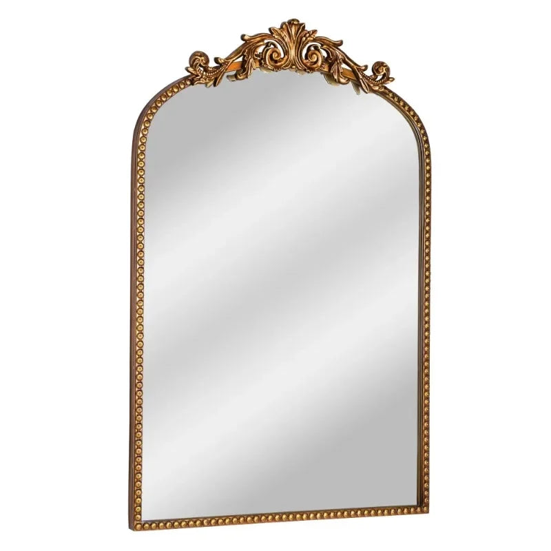 Gold Filigree Arched Metal Wall Mirror Elevates Space
