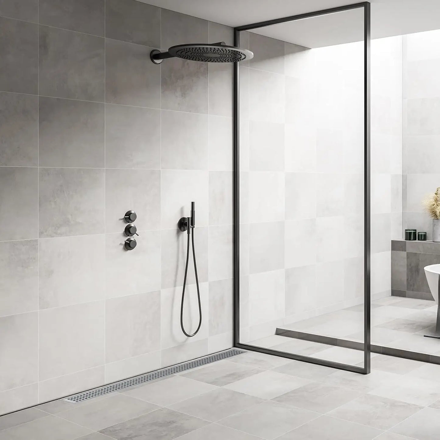 Removable Quadrato Pattern Shower Drain in Stainless Steel