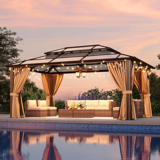 12x16 Hardtop Gazebo Aluminum Frame Polycarbonate Roof