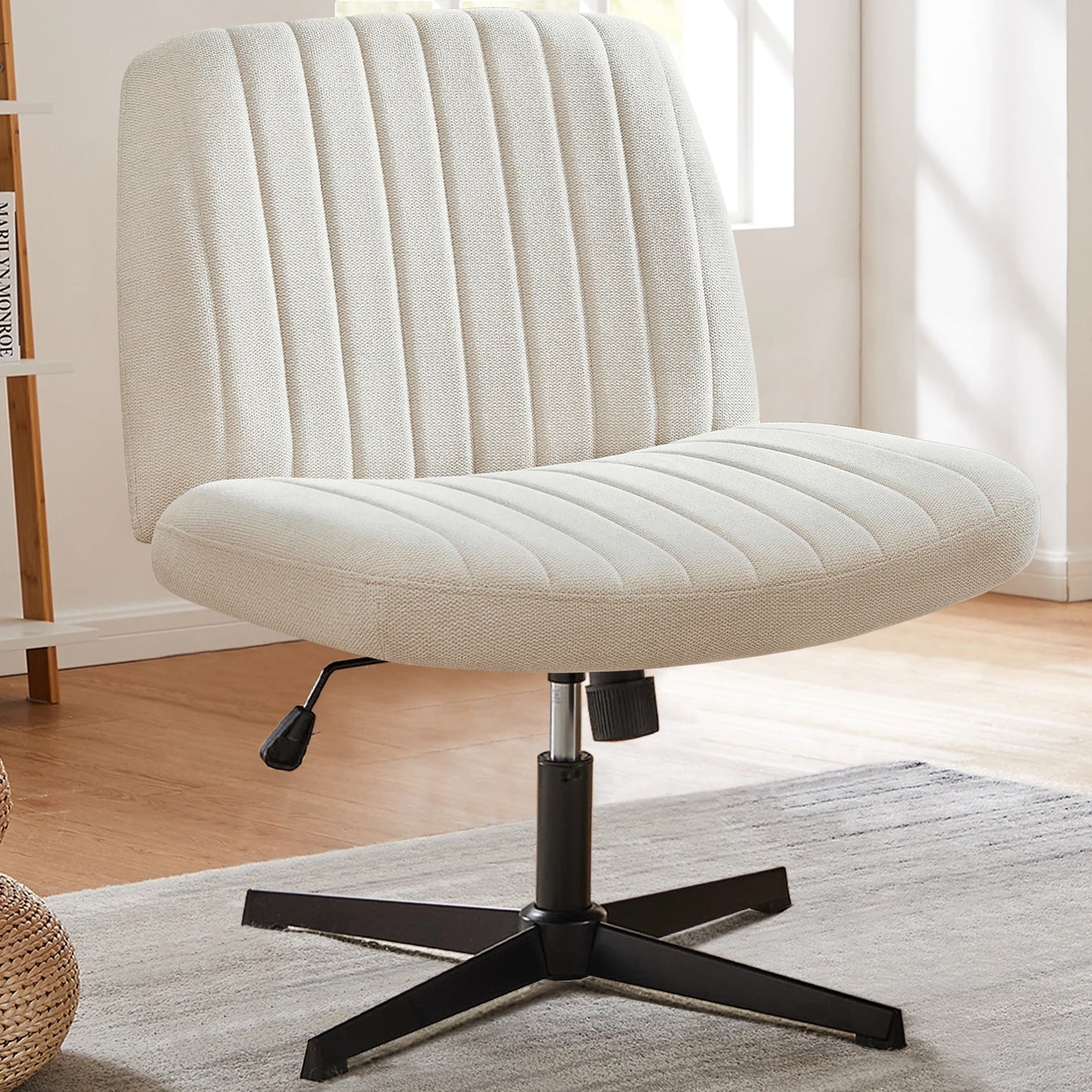 Cross Legged Office Chair With Wide Desk Adjustable Swivel