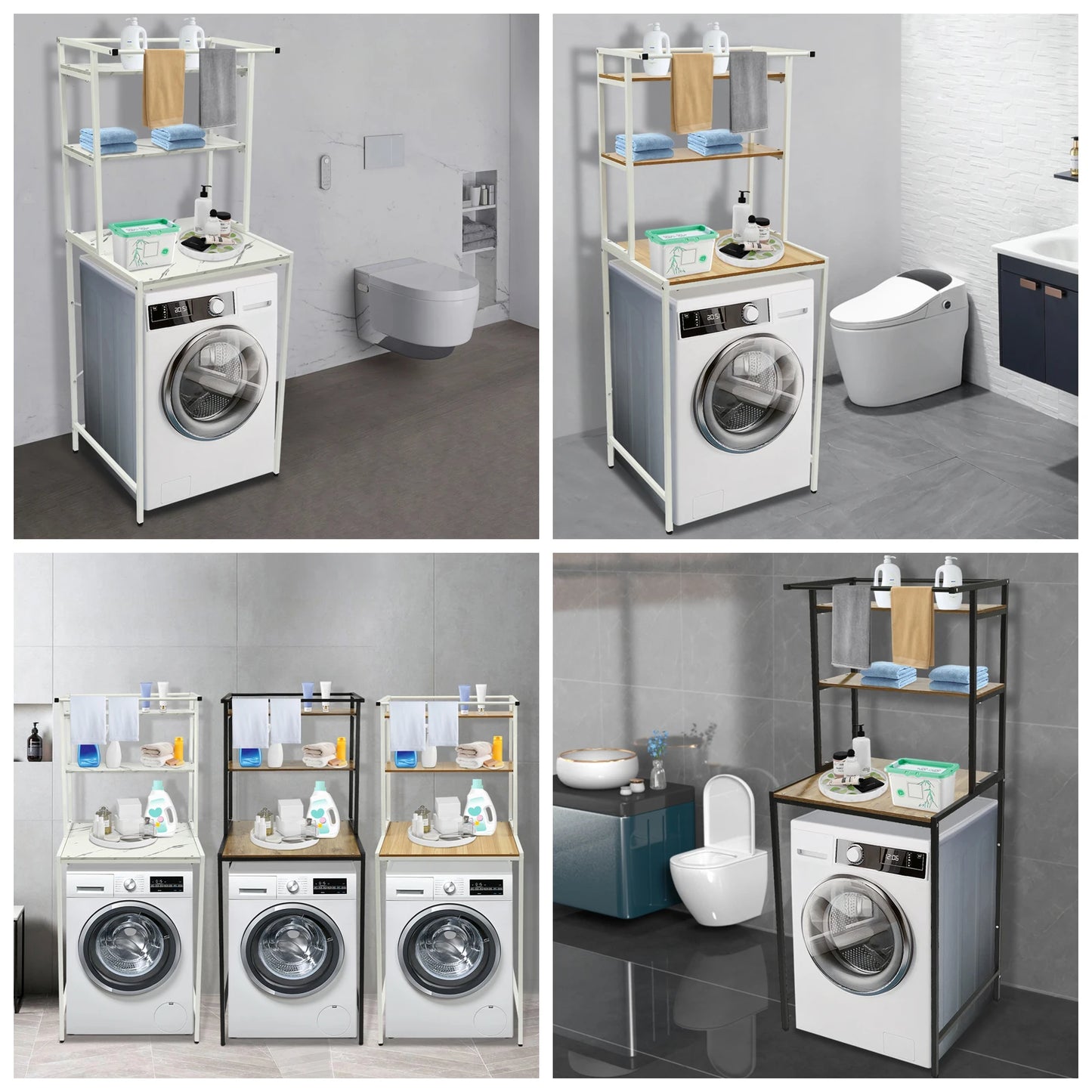 3 Tiers Laundry Shelf Organizer Washer and Dryer Storage Shelf Bathroom Space Saving Organizer Rack for Bathrooms, Laundry Rooms