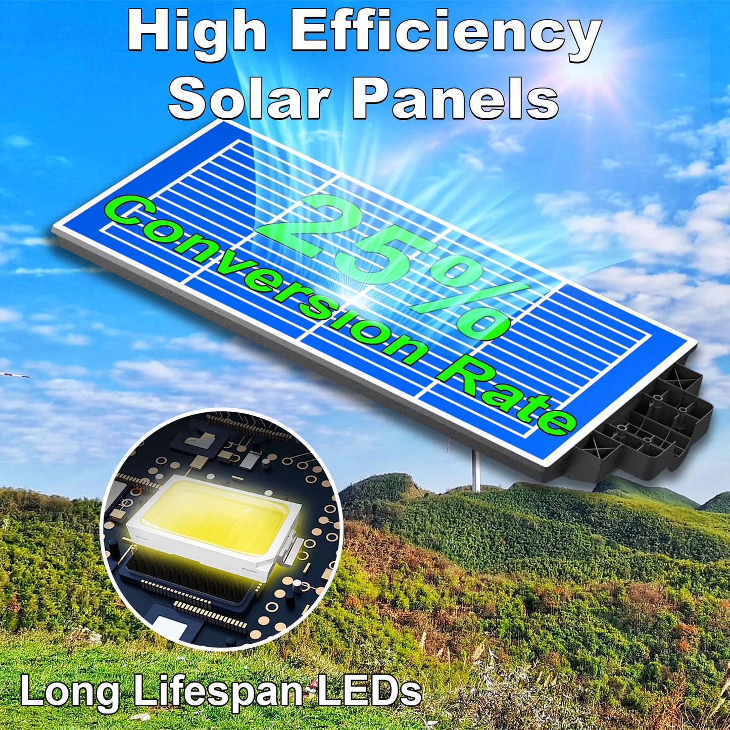 4-Pack Outdoor Solar Street Lights 5200W Automatic Sensor Lighting IP65 Waterproof Energy-Saving Eco-Friendly Suitable for Garde