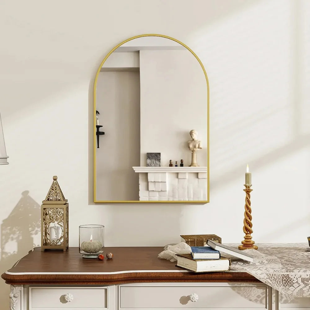 24"x16.1" Arched Vanity Mirror Bathroom Mirror Wall Mounted, Black