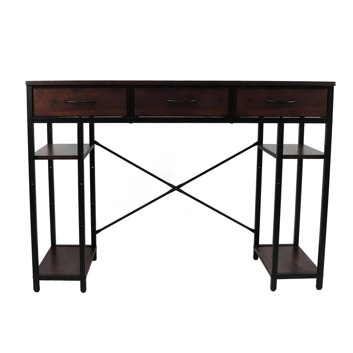 Retro Computer Desk With Drawer Sturdy Metal Frame