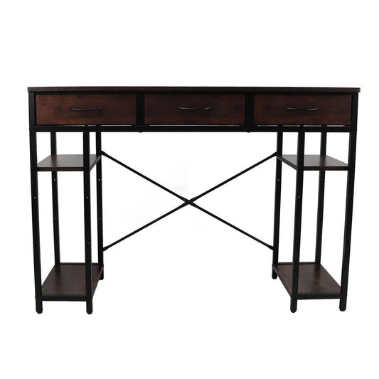 Retro Computer Desk With Drawer Sturdy Metal Frame