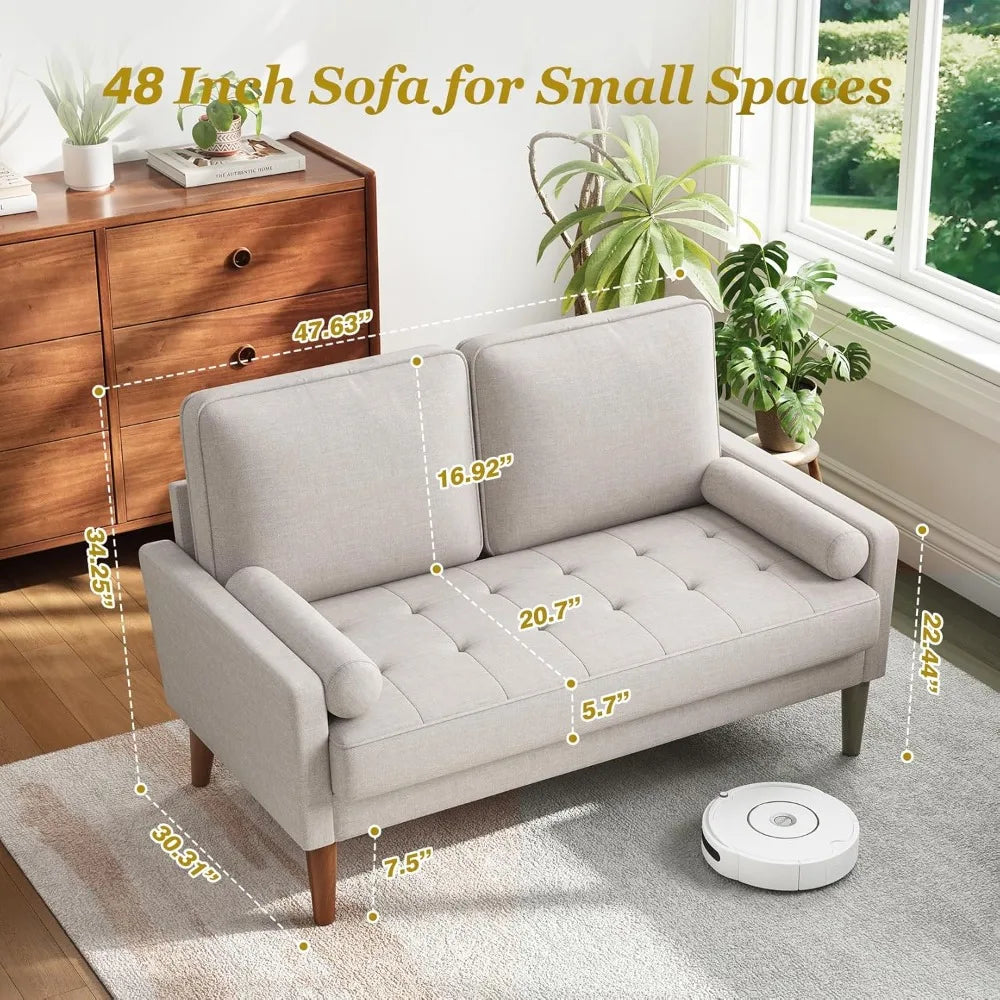 Compact Loveseat Sofa with Throw Pillow for Small Spaces