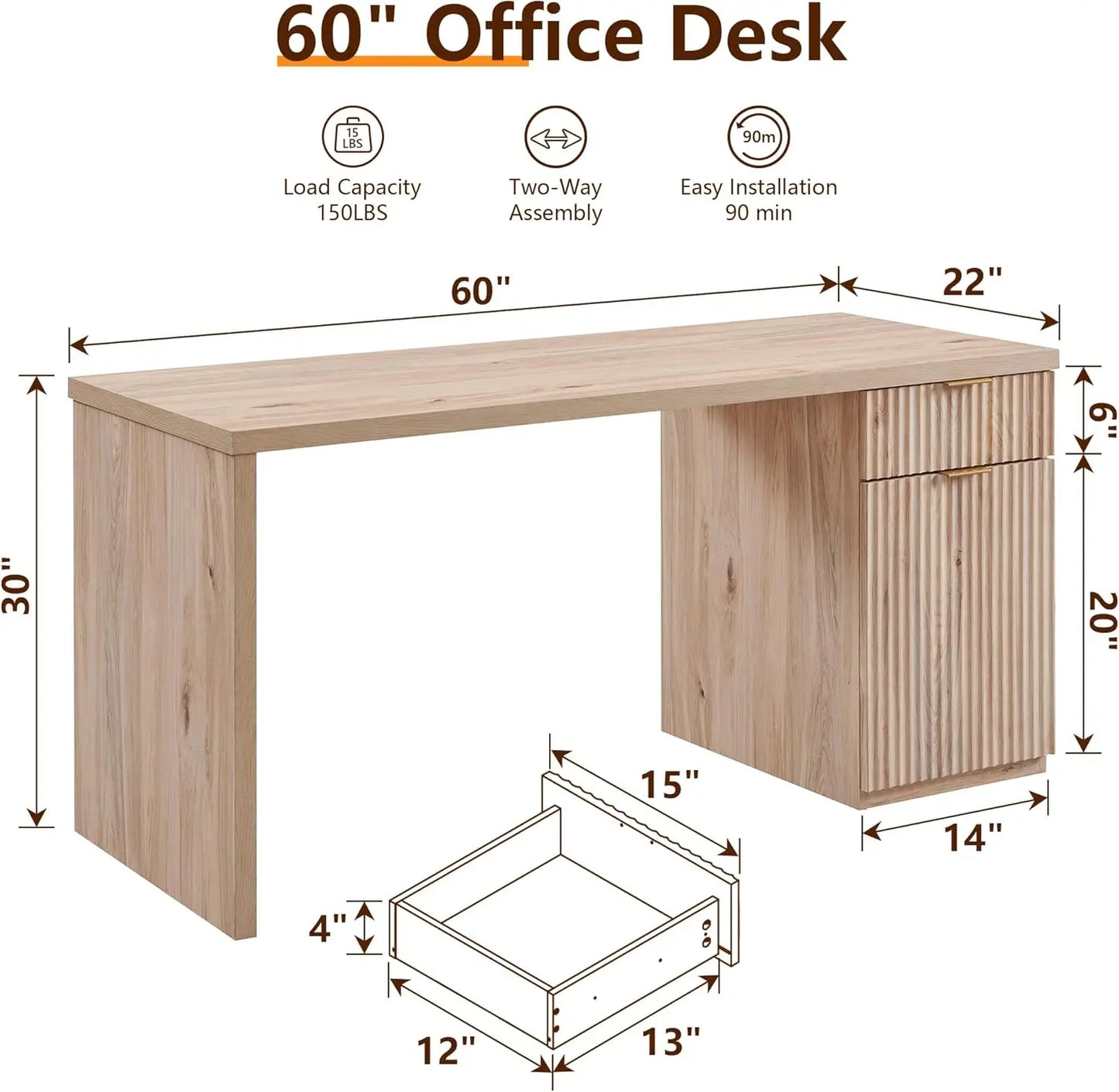 Modern Executive Desk With Storage For Home Office