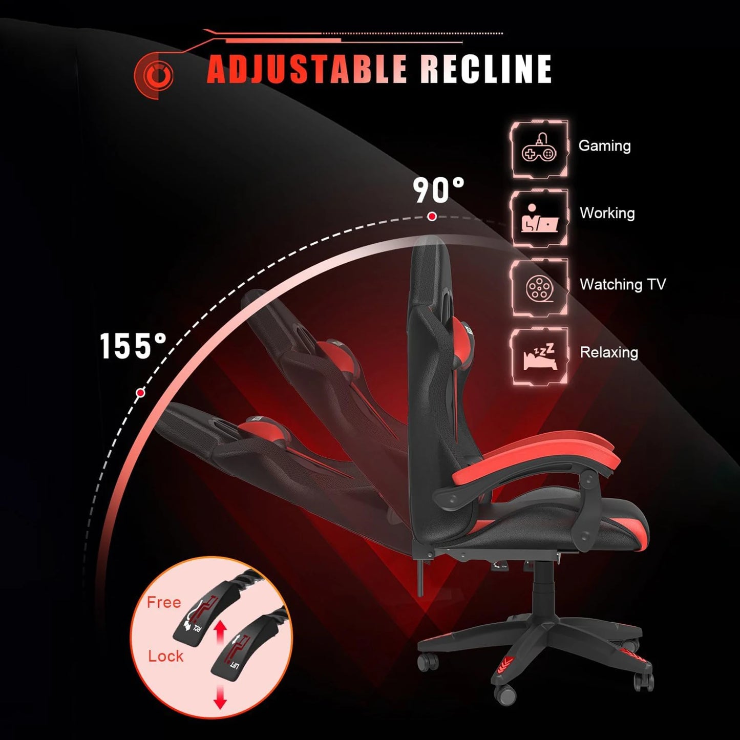 RGB Gaming Chair With LED Lights And Ergonomic Headrest
