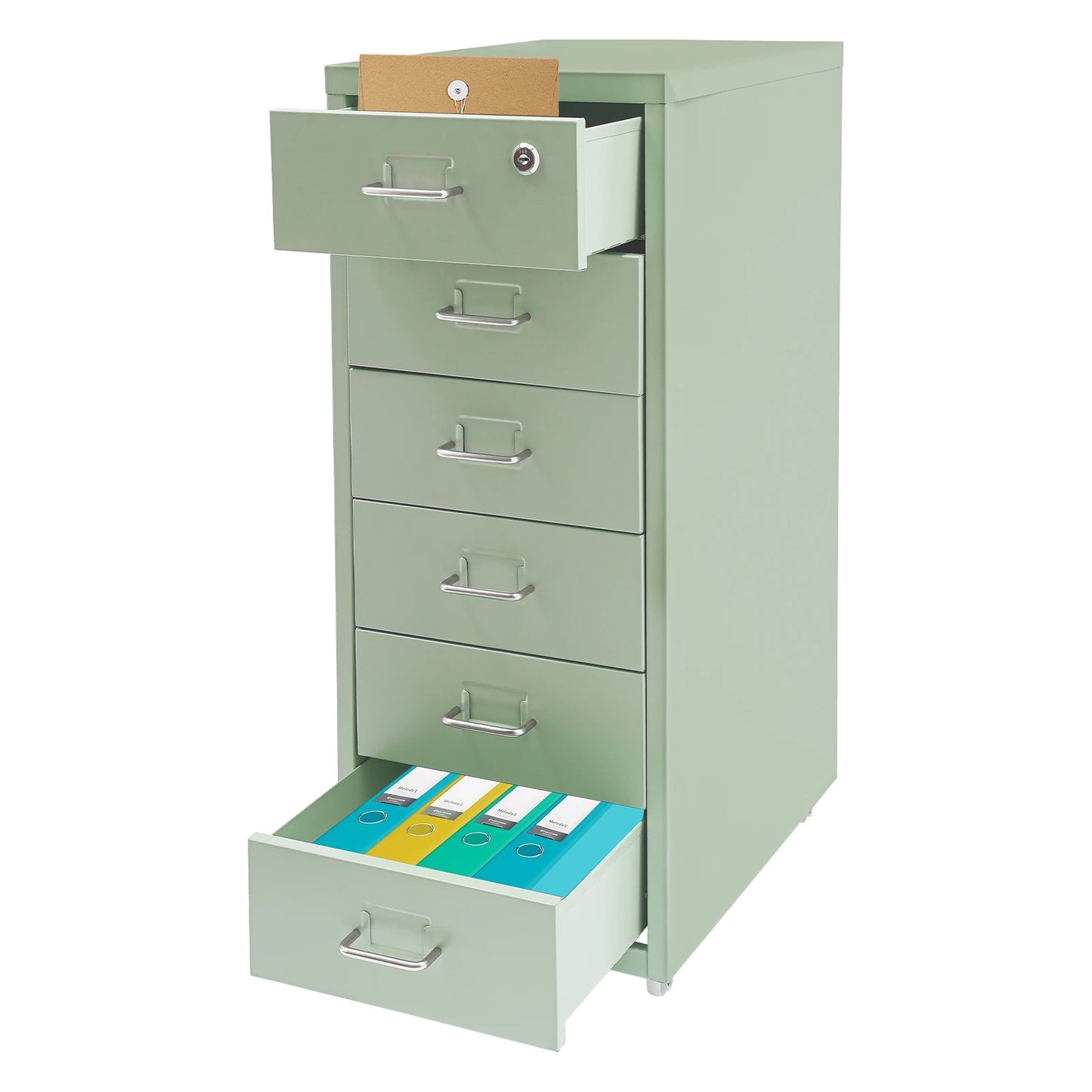 Lockable Rolling Metal File Cabinet With 6 Drawers
