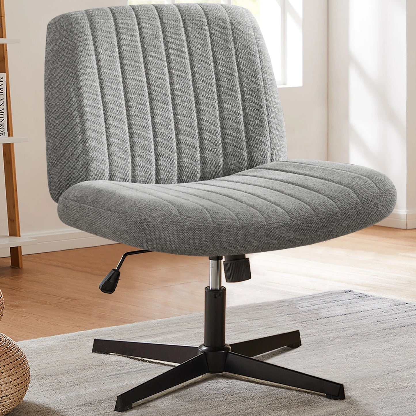 Cross Legged Office Chair With Wide Desk Adjustable Swivel