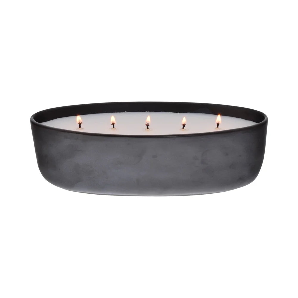 Amber Leather 5 Wick Candle In Ceramic Jar Long Burn