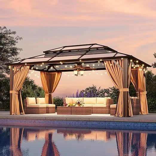 12x16 Hardtop Gazebo Aluminum Frame Polycarbonate Roof